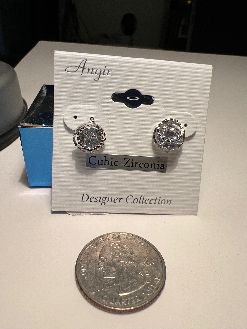 Angie Clear Cubic Zirconia Stud Earrings in Silver-Tone